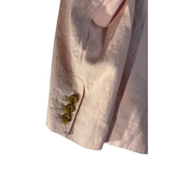Banana Republic women’s Pink Peach Linen Jacket Blazer 10P Petite Office Work - Picture 3 of 5